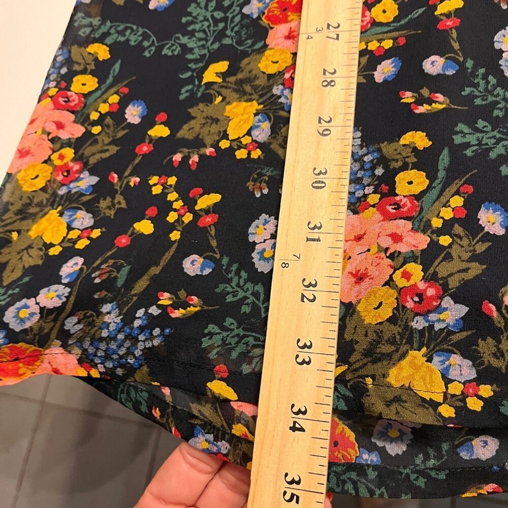 Madewell x No. 6 Black Floral Silk Ruffle Mini Dress Size 4 - Picture 10 of 10